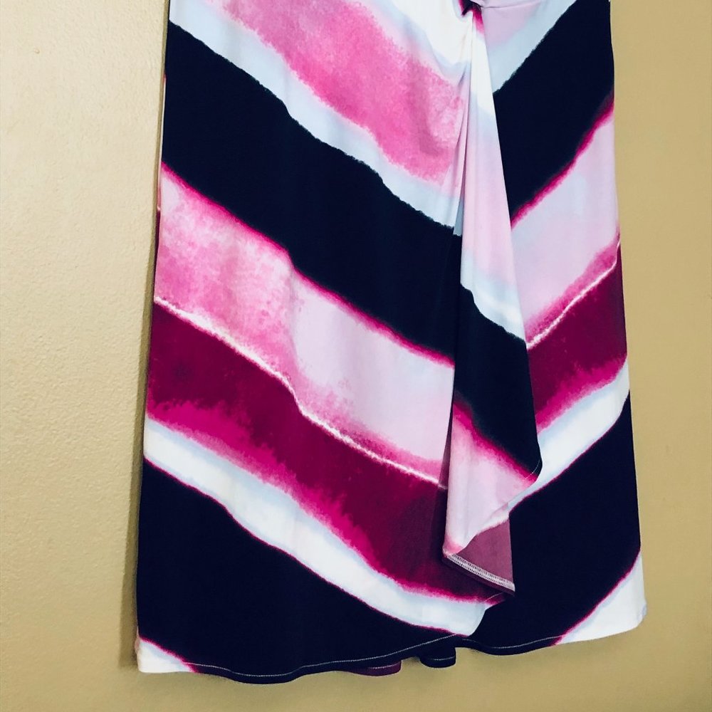 NWT DKNY Striped A-Line Dress Crew Neck Sleeveless Women Purple White size XL - Picture 8 of 12